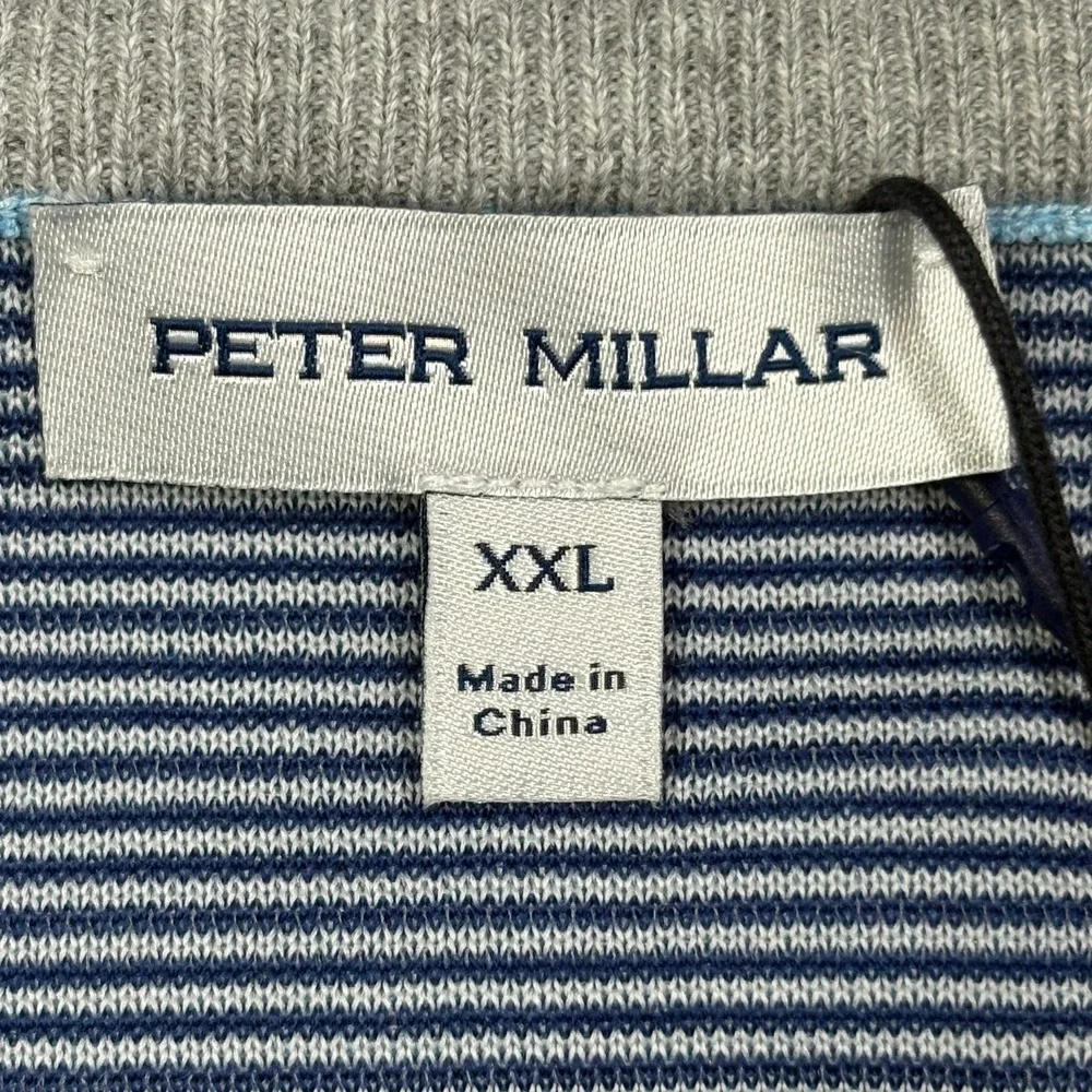 Peter Millar Coolspun Cotton Quarter Zip Sweater Mens 2XL‎ Light Blue Crown NWT